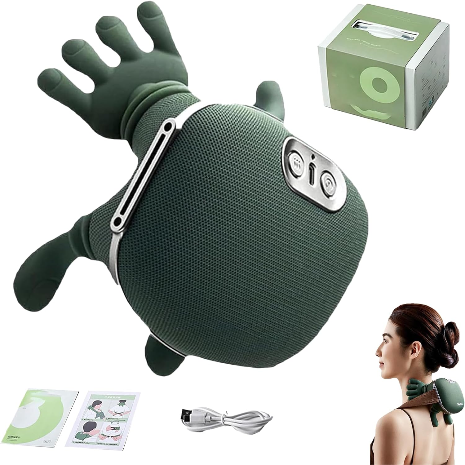 Airlandolists Hand Shoulder and Neck Massager, Airlandolists Neck and Shoulder Massager with Heat, Electric Shiatsu Back Massage, Deep Tissue 3D Kneading, Compact and Lightweight, for Shoulders, Leg